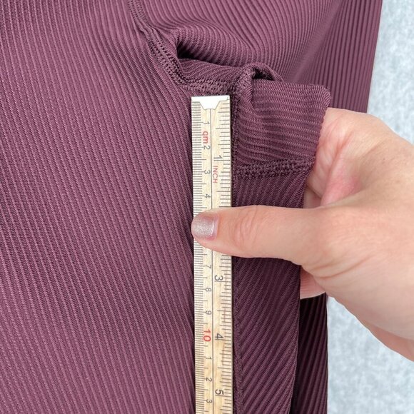 Athleta Elation Crossover Rib 7/8 Tight Size S Maroon Plum Purple Athletic Gym - Picture 13 of 14